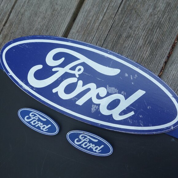 Ford Motor Company Blue Wood Border Chalk Board with Two Ford Oval Magnets - Picture 13 of 15